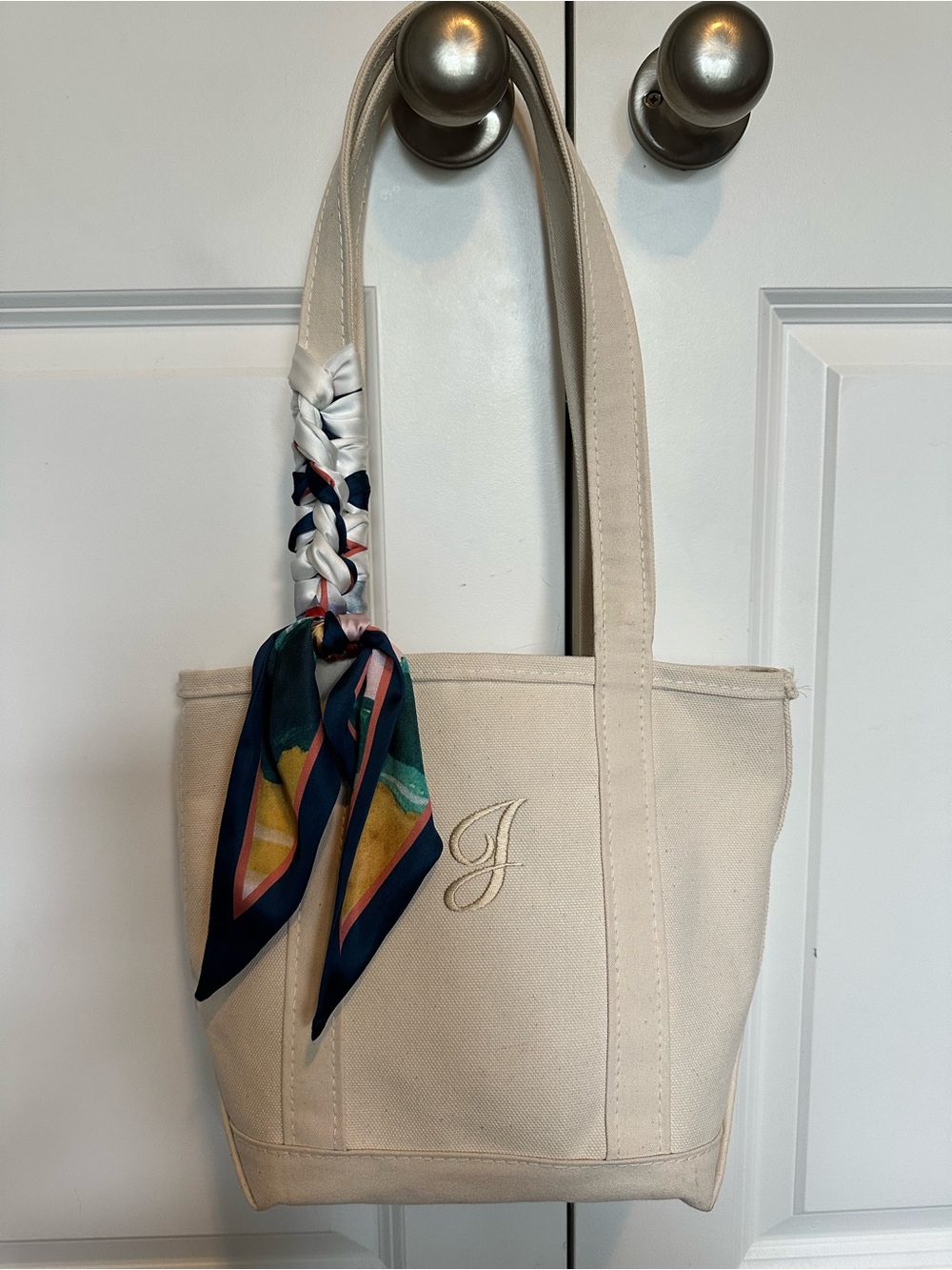 LL Bean Boat and Tote - monogram J